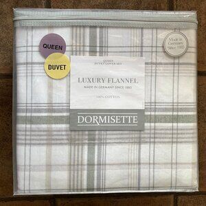 NEW Dormisette Luxury German Plaid Flannel Queen Duvet & Shams Set - 100% Cotton